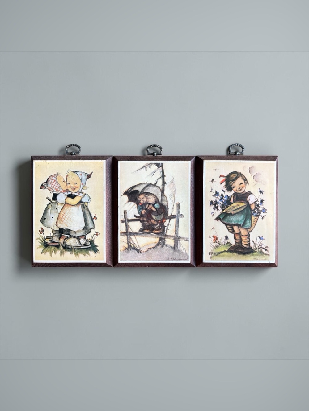 Vintage M.I. Hummel Wooden Wall Plaques Set of 3 Art Prints 5x7